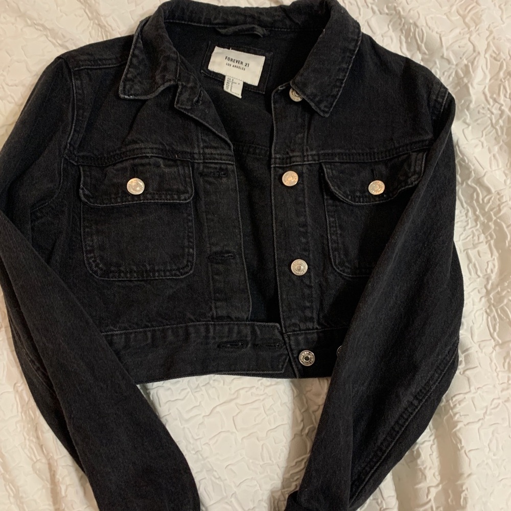 Black Cropped Jean Jacket